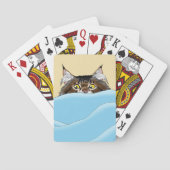 Tabby Cat Peeking Blue Funny Spielkarten (Rückseite)