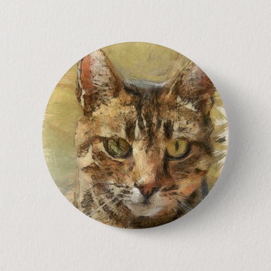 Tabby Cat Pencil Sketch Button (Vorderseite)