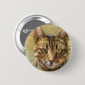 Tabby Cat Pencil Sketch Button (Vorne & Hinten)