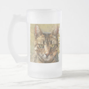 Tabby Cat Pencil Sketch Mattglas Bierglas
