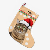 Tabby Cat Personal Pet Großer Weihnachtsstrumpf (Vorderansicht (hängend))