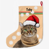 Tabby Cat Personal Pet Großer Weihnachtsstrumpf (Rückseite)