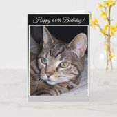 Tabby Cat Personalisiert 60. Geburtstagskarte Karte (Gelbe Blume)