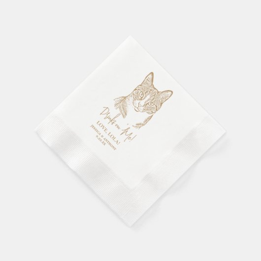 Tabby Cat Personalisiert Drinks on Me Napkins Serviette (Ecke)