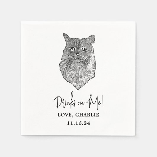 Tabby Cat Personalisiert Drinks on Me Napkins Serviette (Vorderseite)