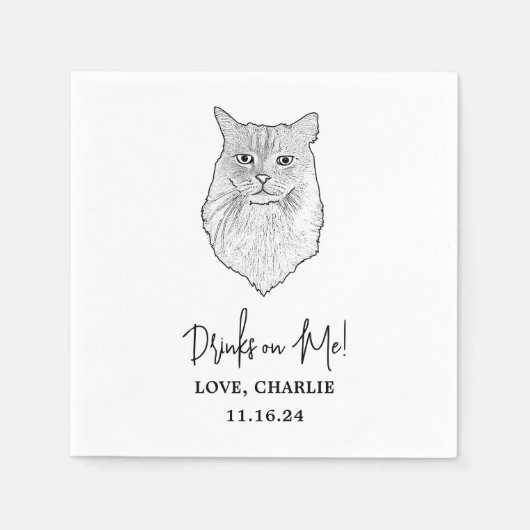 Tabby Cat Personalisiert Drinks on Me Napkins Serviette (Vorderseite)