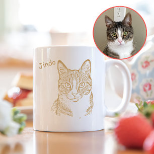 Tabby Cat Personalisiert Hand Zeichnend Kaffeetasse