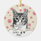 Tabby Cat Personalisiert Hand Zeichnend Keramik Ornament (Vorne)