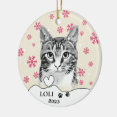 Tabby Cat Personalisiert Hand Zeichnend Keramik Ornament (Links)