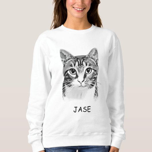 Tabby Cat Personalisiert Pet Lover Sweatshirt (Vorderseite)
