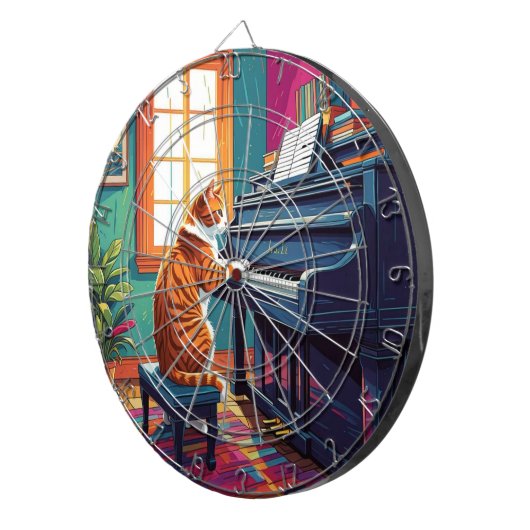 Tabby Cat Piano Dartscheibe (Vorderseite rechts)