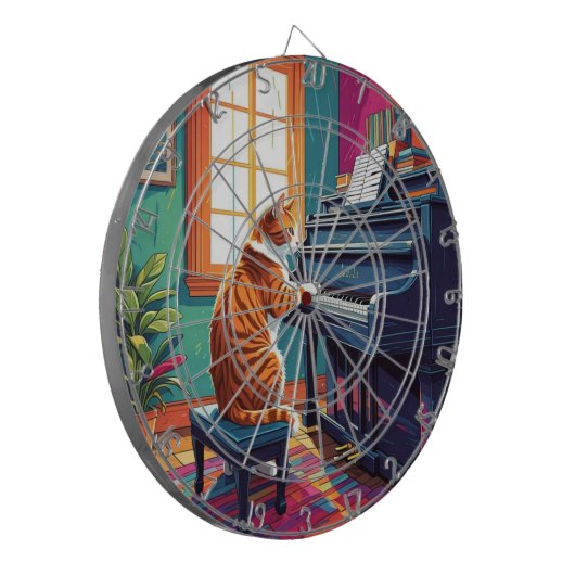 Tabby Cat Piano Dartscheibe (Vorderseite Links)