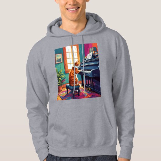 Tabby Cat Piano Hoodie (Vorderseite)
