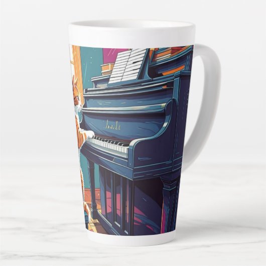 Tabby Cat Piano Milchtasse (Rechte Ecke)