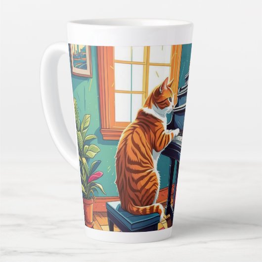 Tabby Cat Piano Milchtasse (Linke Ecke)