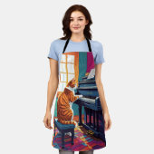 Tabby Cat Piano Schürze (Getragen)