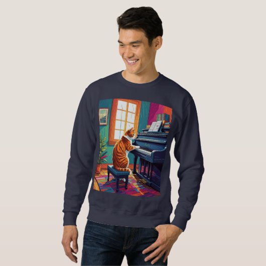 Tabby Cat Piano Sweatshirt (Vorne ganz)