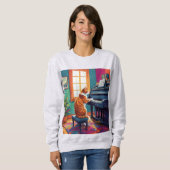 Tabby Cat Piano Sweatshirt (Vorne ganz)