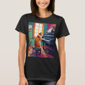 Tabby Cat Piano T-Shirt (Vorderseite)