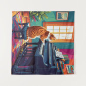 Tabby Cat Piano Wandteppich (Vorderseite (Horizontal))