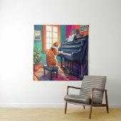 Tabby Cat Piano Wandteppich (Beispiel)