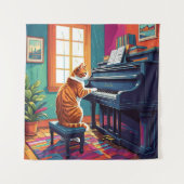 Tabby Cat Piano Wandteppich (Vorderseite)