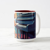 Tabby Cat Piano Zweifarbige Tasse (VorderseiteRechts)