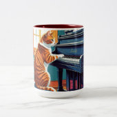 Tabby Cat Piano Zweifarbige Tasse (Mittel)