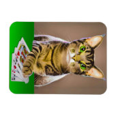 Tabby Cat Playing Poker Magnet (Horizontal)