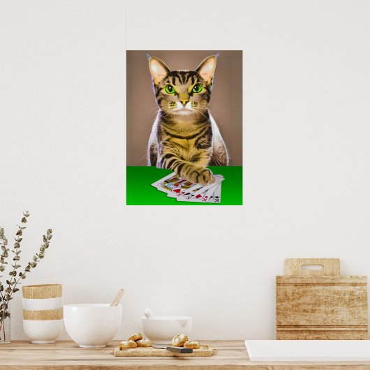 Tabby Cat Playing Poker Poster (Küche)