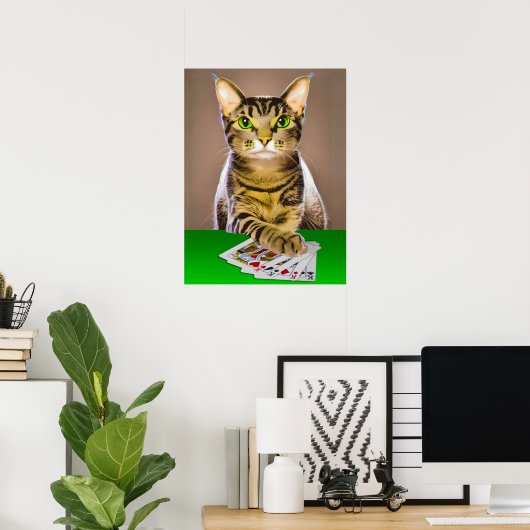 Tabby Cat Playing Poker Poster (Heimbüro)