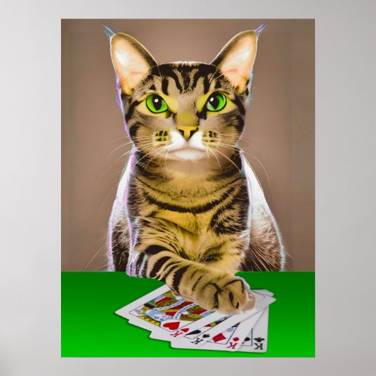 Tabby Cat Playing Poker Poster (Vorne)