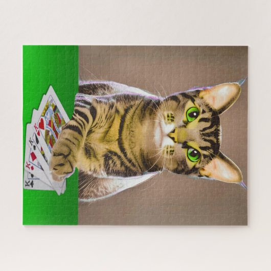 Tabby Cat Playing Poker Puzzle (Horizontal)