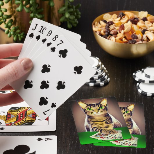 Tabby Cat Playing Poker Spielkarten (In Situ)