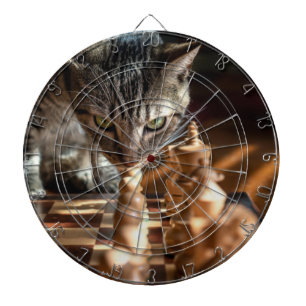 Tabby Cat Playing Schach Dartscheibe