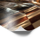 Tabby Cat Playing Schach Fotodruck (Ecke)