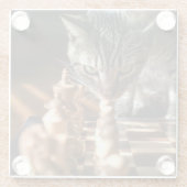 Tabby Cat Playing Schach Glasuntersetzer (Rückseite)