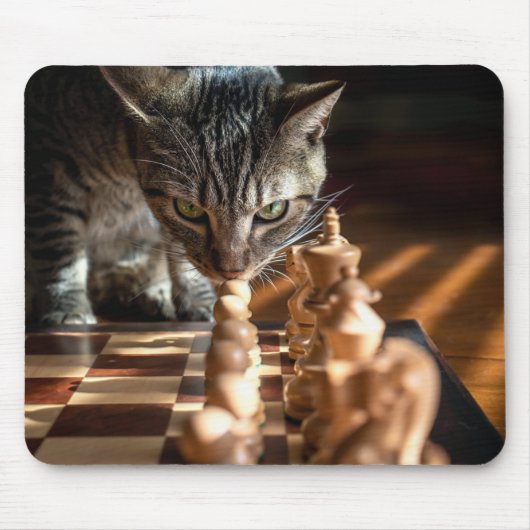 Tabby Cat Playing Schach Mousepad (Vorne)