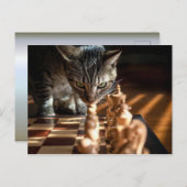 Tabby Cat Playing Schach Postkarte (Vorne/Hinten)