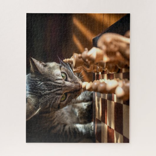 Tabby Cat Playing Schach Puzzle (Vertikal)