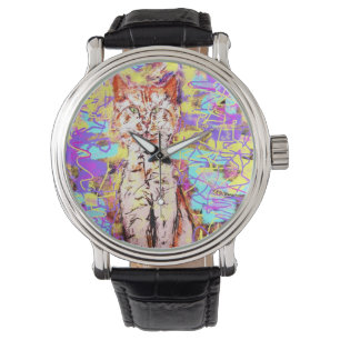 Tabby Cat Popart Armbanduhr