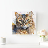 Tabby Cat Quadratische Wanduhr (Zuhause)