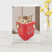 Tabby Cat Reading Book for Birthday Karte (Gelbe Blume)