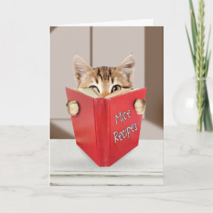 Tabby Cat Reading Book for Birthday Karte