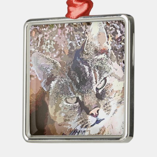 TABBY CAT SILBERNES ORNAMENT (Links)