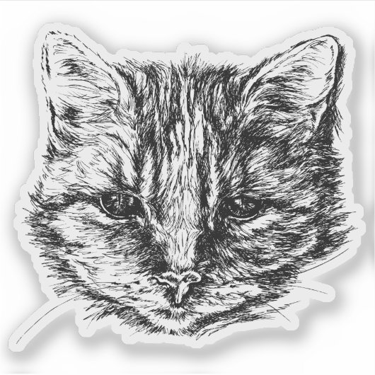 Tabby Cat Sketch Aufkleber (Vorderseite)