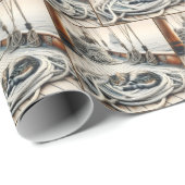 Tabby Cat Sleeping on Boat Ropes Geschenkpapier (Rolleneckpunkt)