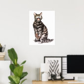 Tabby cat Sumie Aquarell & Tinte Poster (Heimbüro)