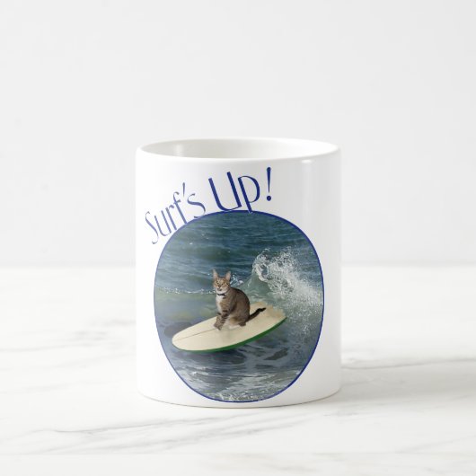 Tabby Cat Surf's Up! Kaffeetasse (Mittel)