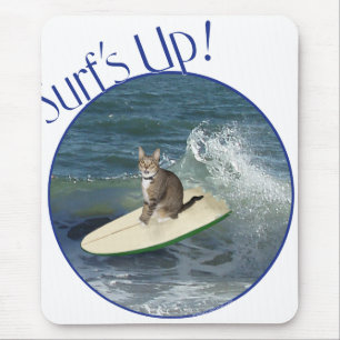 Tabby Cat Surf's Up! Mousepad